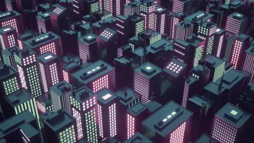 Videohive - Cyberpunk Futuristic City with Skyscrapers - 32678927