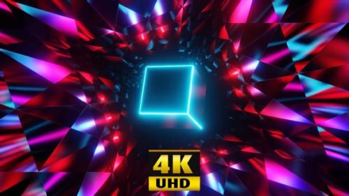 Videohive - Pulsing Neon Cube 4K - 32683422