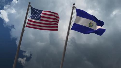 Videohive - Waving Flags Of The United States And El Salvador 2K - 32733991