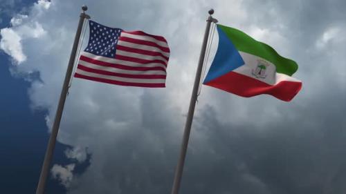 Videohive - Waving Flags Of The United States And Equatorial Guinea 4K - 32734794