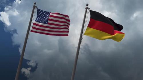 Videohive - Waving Flags Of The United States And Germany 4K - 32738233