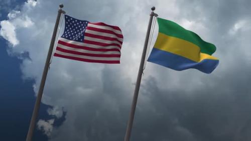 Videohive - Waving Flags Of The United States And Gabon 2K - 32738237