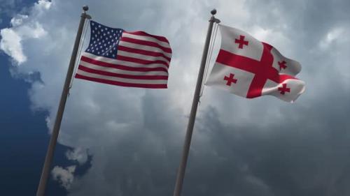 Videohive - Waving Flags Of The United States And Georgia 4K - 32738240