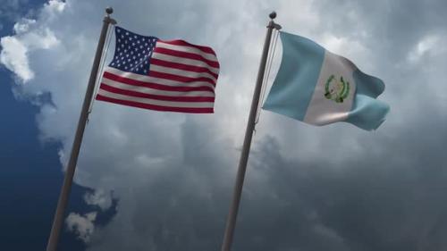 Videohive - Waving Flags Of The United States And Guatemala 4K - 32738769
