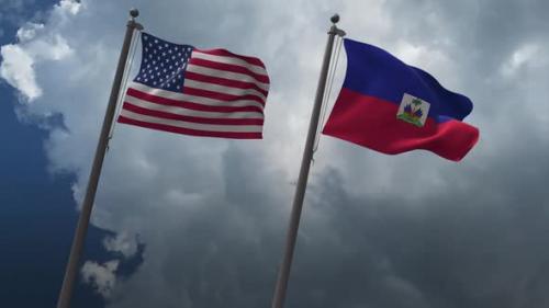 Videohive - Waving Flags Of The United States And Haiti 2K - 32742636