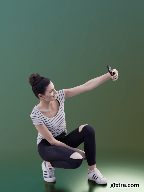Casual Girl Taking Selfie Scanned 3d model