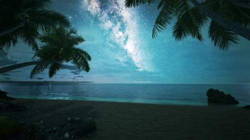 Videohive - Beach at night with stars HD - 32752712