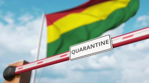 Videohive - Opening Barrier with QUARANTINE Sign at the Bolivian Flag - 32773273