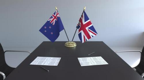 Videohive - Flags of New Zealand and the United Kingdom and Papers - 32774105