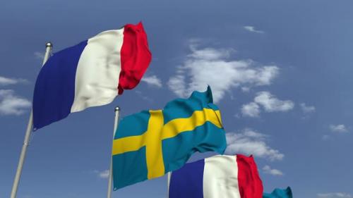 Videohive - Many Flags of Sweden and France - 32774115