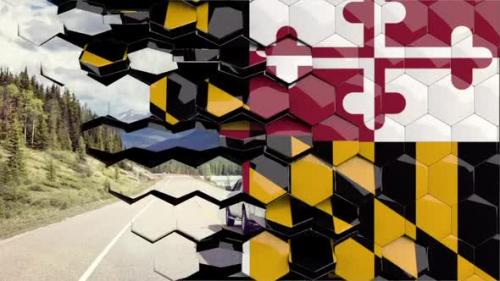 Videohive - Maryland Flag Hexagon Transition - 4K Resolution - 32775046