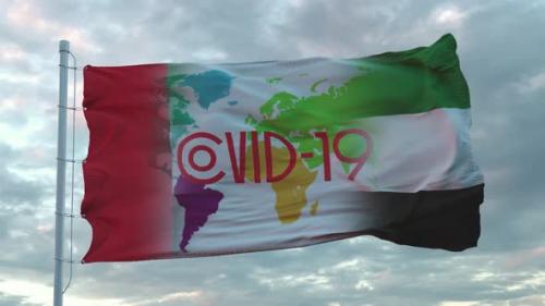 Videohive - Covid19 Sign on the National Flag of UAE or United Arab Emirates - 32780209