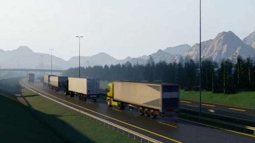 Videohive - Heavy Duty Cargo Trucks on Road - 32785848