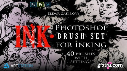 ArtStation - INK 40 Photoshop Brushes for Inking - by Eldar Zakirov