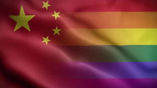 Videohive - LGBT China Flag Loop Background 4K - 32810135