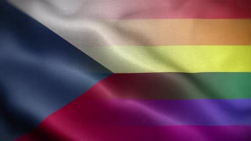 Videohive - LGBT Czech Republic Flag Loop Background 4K - 32810140
