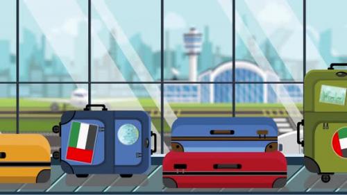 Videohive - Suitcases with UAE Flag Stickers on Baggage Carousel in Airport - 32817866