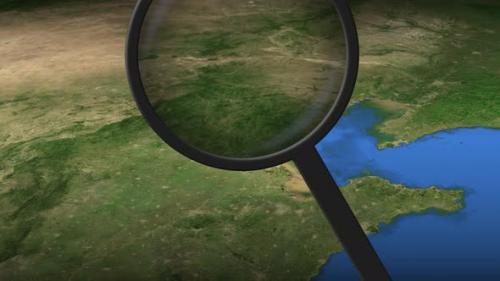 Videohive - Magnifying Glass Finds Tianjin City on the Map - 32817880