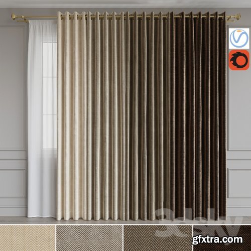 A set of curtains on the rings 15. Beige range 3D model