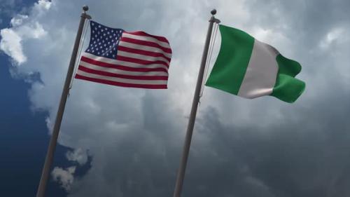 Videohive - Waving Flags Of The United States And The Nigeria 4K - 32873227