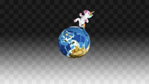 Videohive - Unicorn Runs Around Planet Earth In A Circle - 32839990