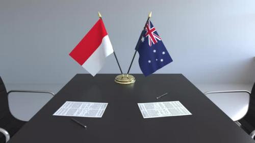 Videohive - Flags of Indonesia and Australia and Papers - 32902522