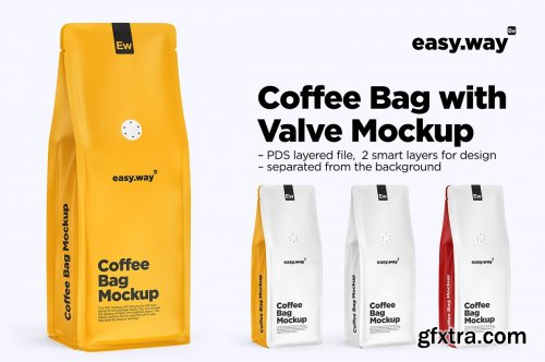 CreativeMarket - Coffee Bag with Valve PSD Mockup 5975093