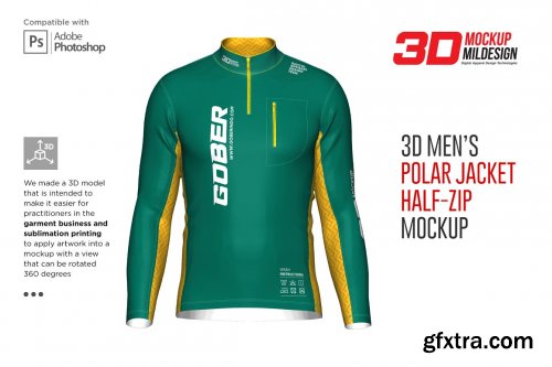 CreativeMarket - 3DMen\'s Polar Jacket Half-zip Mockup 5986549