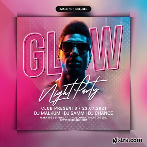 Glow night party flyer template