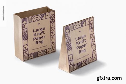 Large kraft paper bags mockup