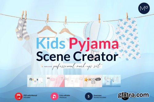 CreativeMarket - Kids Pyjama Scene Creator Mock-ups 6196773