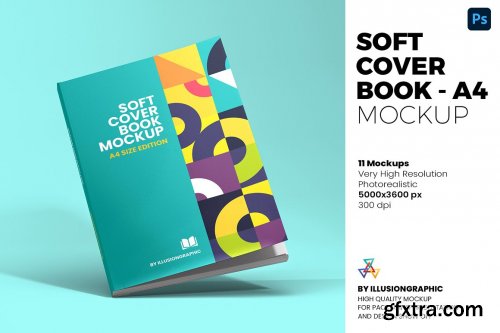 CreativeMarket - Soft Cover Book Mockup - A4 6126932