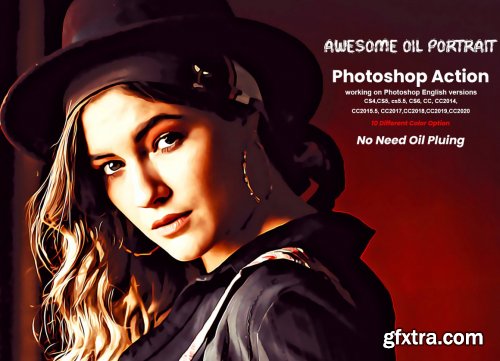 CreativeMarket - Awesome Oil Portrait PS Action 6149094