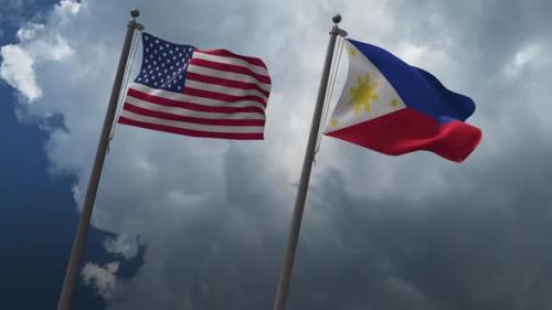 Videohive - Waving Flags Of The United States And The Philippines 2K - 32903552