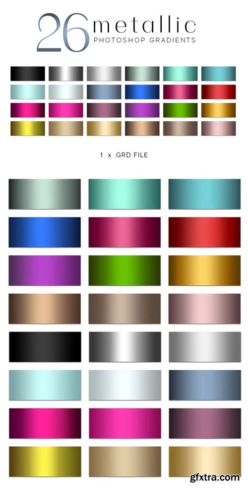 26 Colorful Metallic Gradients for Photoshop