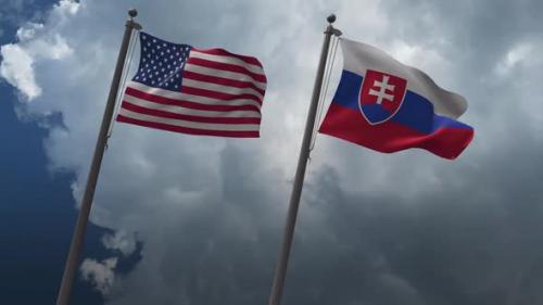 Videohive - Waving Flags Of The United States And The Slovakia 2K - 32939155