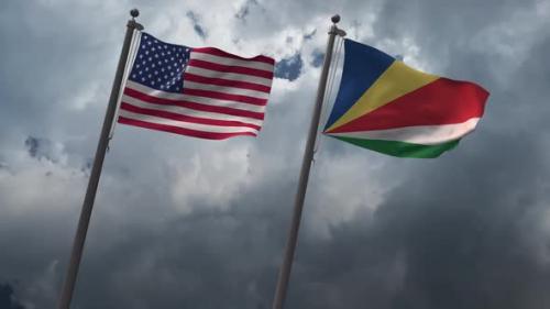 Videohive - Waving Flags Of The United States And The Seychelles 2K - 32939161