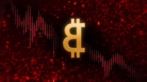 Videohive - Bitcoin Trading Bear Market Red Cryptocurrency Graph Loop Background - 32946867