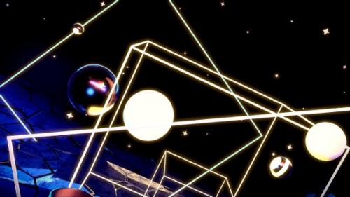 Videohive - Neon Floating Spheres and Cubes - 32971877