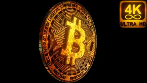 Videohive - Crypto Digital Coin Bitcoin Rotating 4 K Alpha Matte Loop Cryptocurrency Technology Blockchain - 32985843