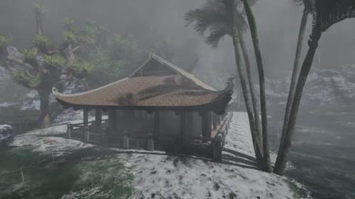 Videohive - Ancient house by the beach during a rainstorm - 33008245