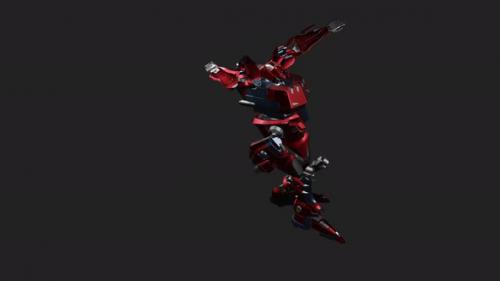 Videohive - Red mecha in action with Wide Arm Spell Casting style - 33010228