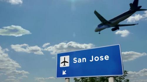 Videohive - Airplane landing at San Jose California, Costa Rica airport - 33018418