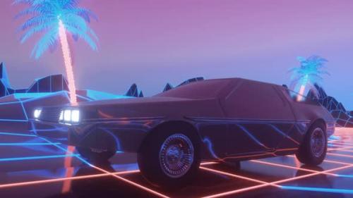 Videohive - Futuristic Car Drive Through Neon Abstract Space - 33022308