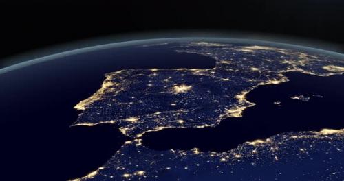 Videohive - Spain and Portugal in the Earth Planet at Night - 33029316