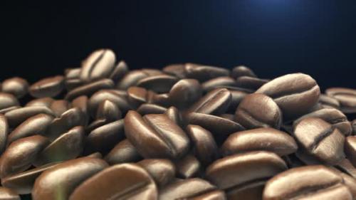 Videohive - Coffee beans on a black background animation 3D - 33034642