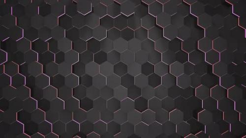 Videohive - Dark black hex grid background - 33039570