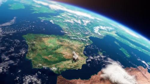 Videohive - Cinematic Space View of Europe Realistic Planet Earth Rotation in Cosmos - 33044423