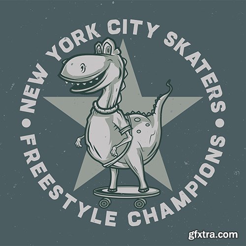 Design logo dinosaur skateboard