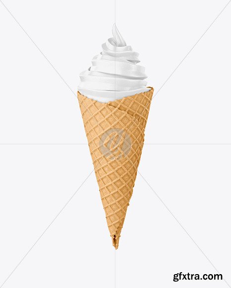 Ice Cream Waffle Cone with Metallic Label mockup 85160